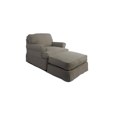 NEXT2NATURE 18 x 33 x 25 in. Horizon Slipcovered Chair &  Ottoman - Light Grey NE1209171